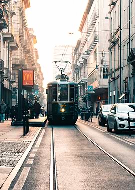 Vintage Tram Cityscape