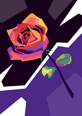 rose flower in popart