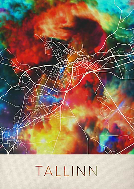 Tallinn Watercolor Map