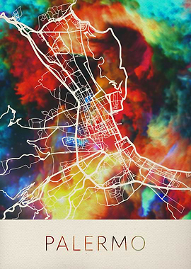 Palermo Watercolor Map