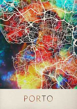 Porto Watercolor City Map