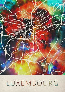 Luxembourg Watercolor Map
