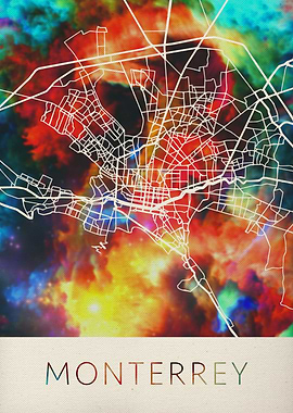 Monterrey Watercolor Map