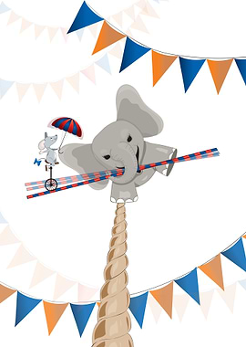 An elephant on a tightrope