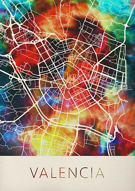 Valencia Watercolor Map