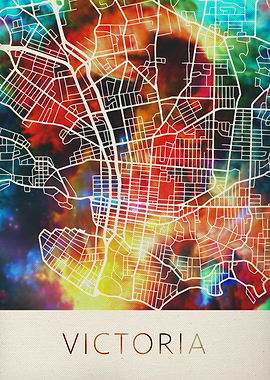 Victoria Watercolor Map