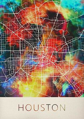 Houston Watercolor Map