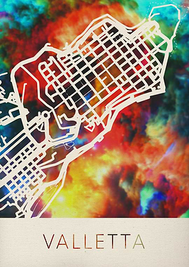 Valletta Watercolor Map