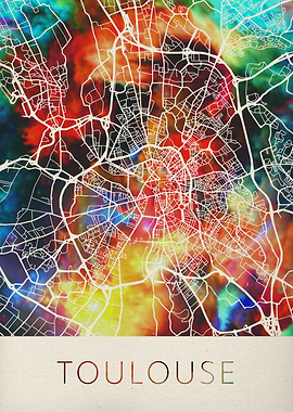 Toulouse Watercolor Map