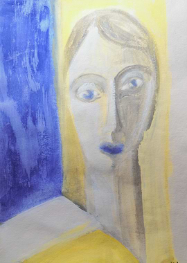 Woman face near window