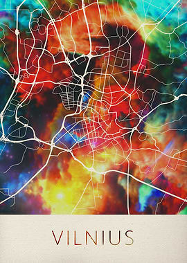 Vilnius Watercolor Map