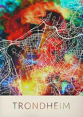 Trondheim Watercolor Map