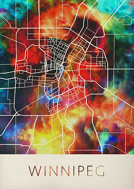 Winnipeg Watercolor Map