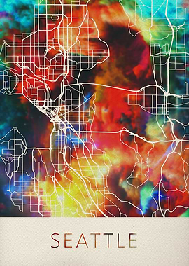 Seattle Watercolor Map