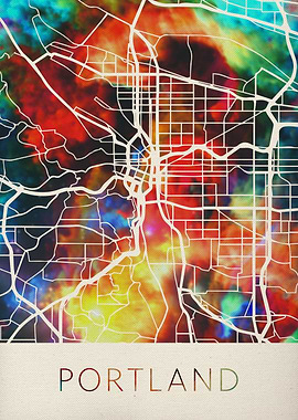 Portland Watercolor Map