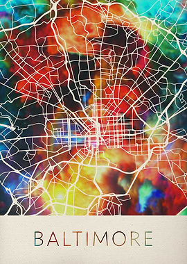 Baltimore Watercolor Map