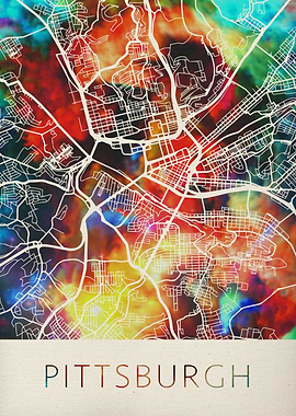 Pittsburgh Watercolor Map