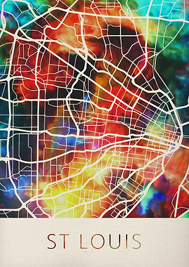 St Louis Watercolor Map