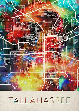 Tallahassee Watercolor Map