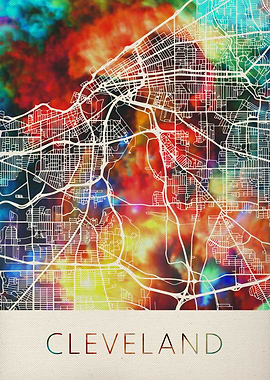 Cleveland Watercolor Map