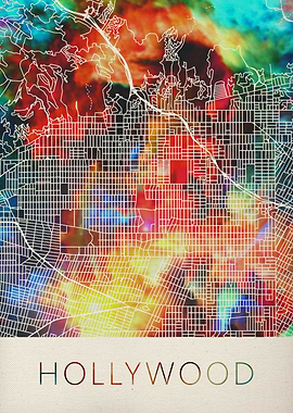 Hollywood Watercolor Map