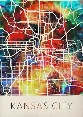 Kansas City Watercolor Map