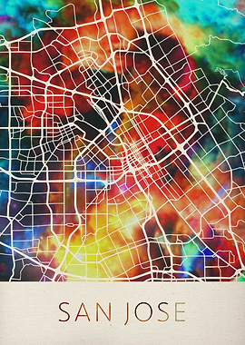 San Jose Watercolor Map