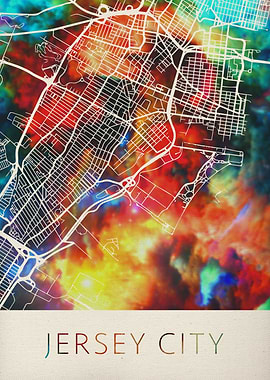Jersey City Watercolor Map