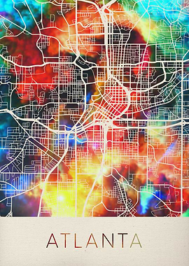 Atlanta Watercolor Map