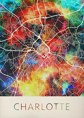 Charlotte Watercolor Map