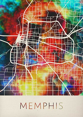 Memphis Watercolor Map