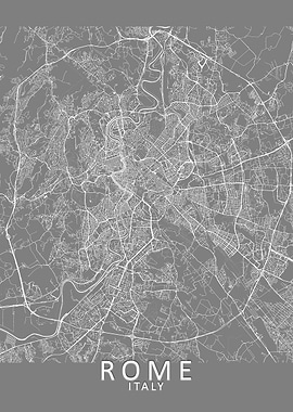 Rome Grey City Map 3D