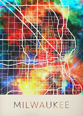 Milwaukee Watercolor Map