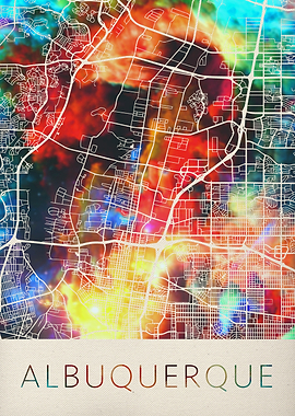 Albuquerque Watercolor Map