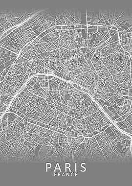 Grey 3D Paris City Map