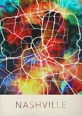 Nashville Watercolor Map