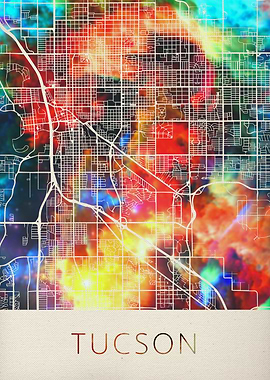 Tucson Watercolor City Map