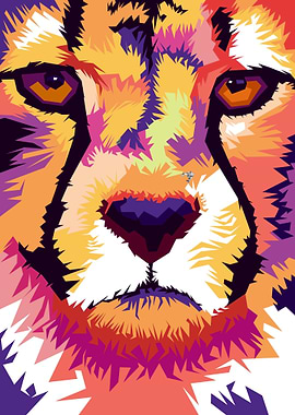 cheetah face in popart