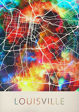 Louisville Watercolor Map