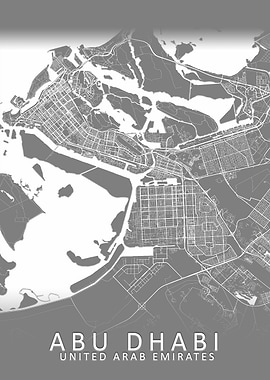 Abu Dhabi Grey 3D city Map