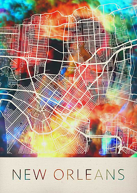 New Orleans Watercolor Map