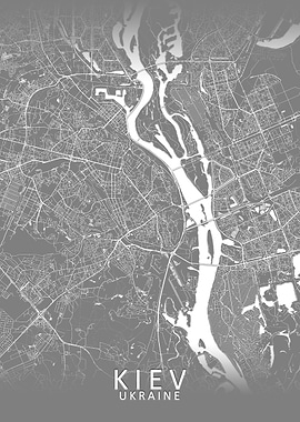 Grey Kiev City Map