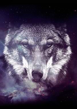 Galaxy Wolf face wallpape