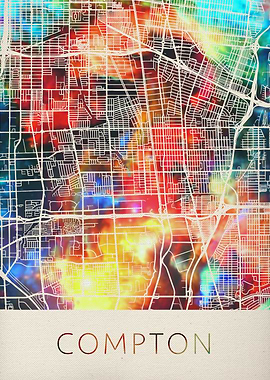 Compton Watercolor Map