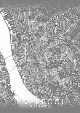 Liverpool Grey City Map