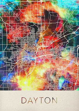 Dayton Watercolor City Map
