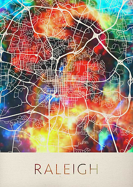 Raleigh Watercolor Map