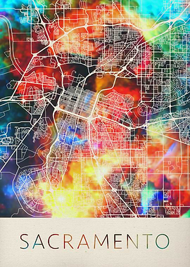 Sacramento Watercolor Map
