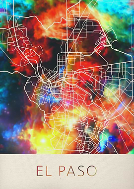 El Paso Watercolor Map