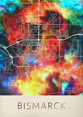 Bismarck Watercolor Map